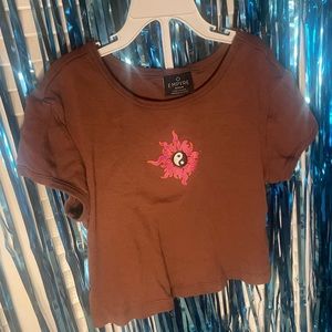 Yin and yang brown crop top
